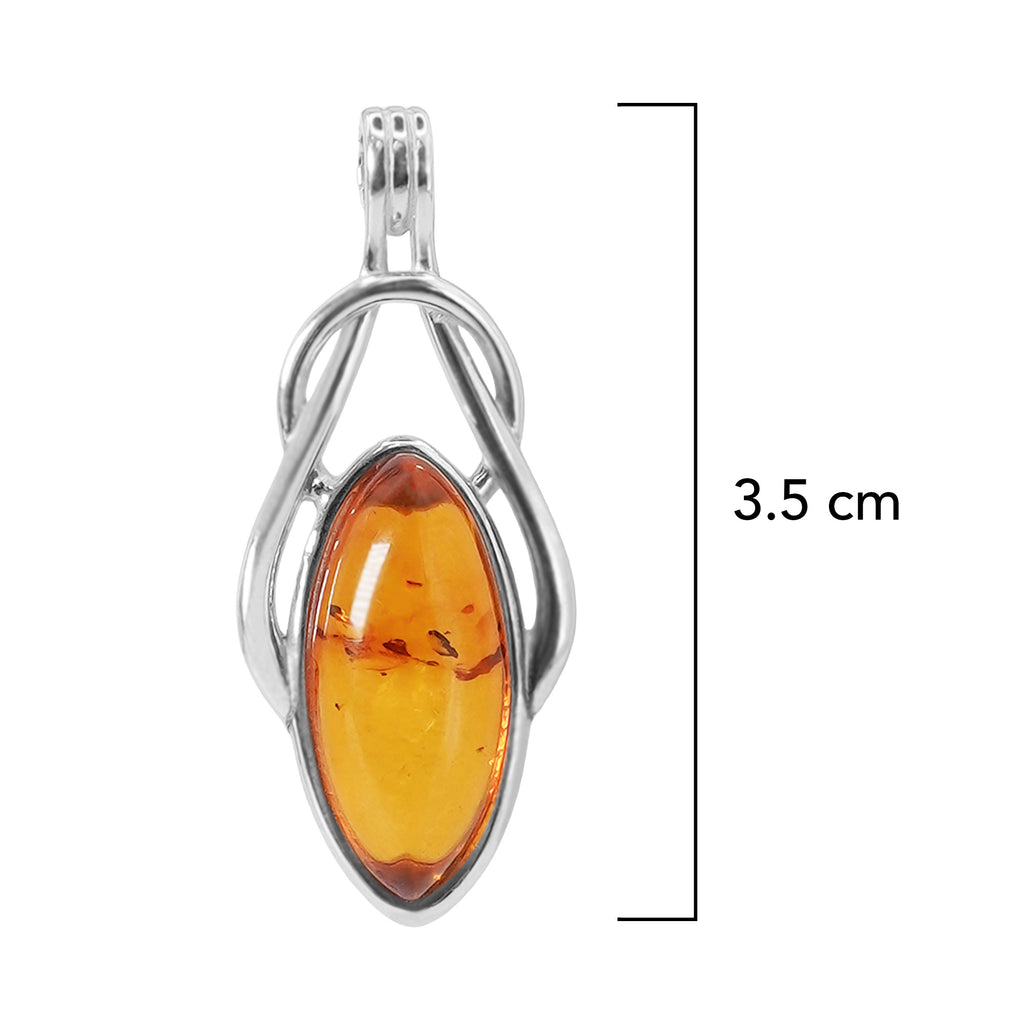 Dije Ámbar Polaco Naranja en Forma de Nudo Plata .925