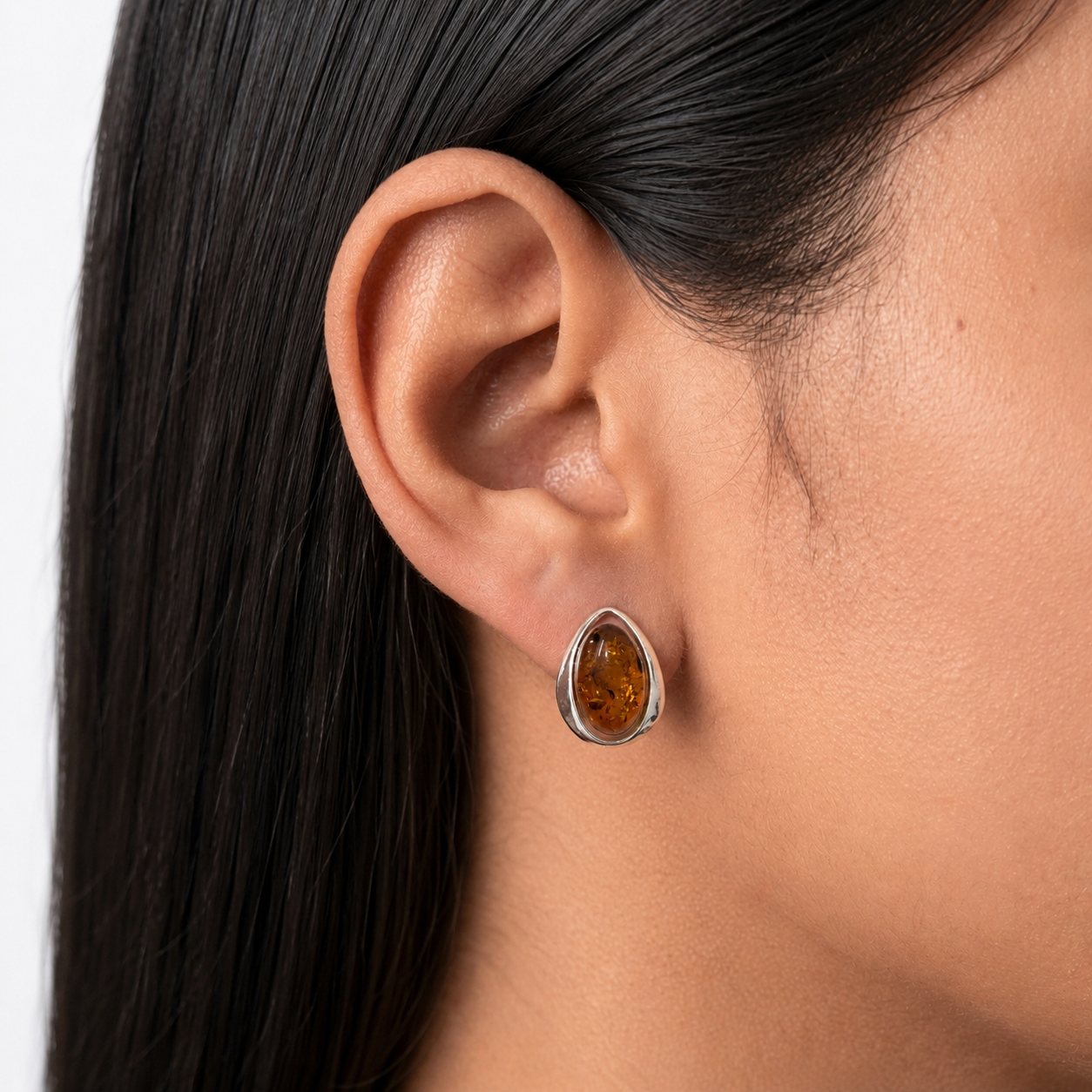 Arete Gota Ámbar Polaco Plata .925