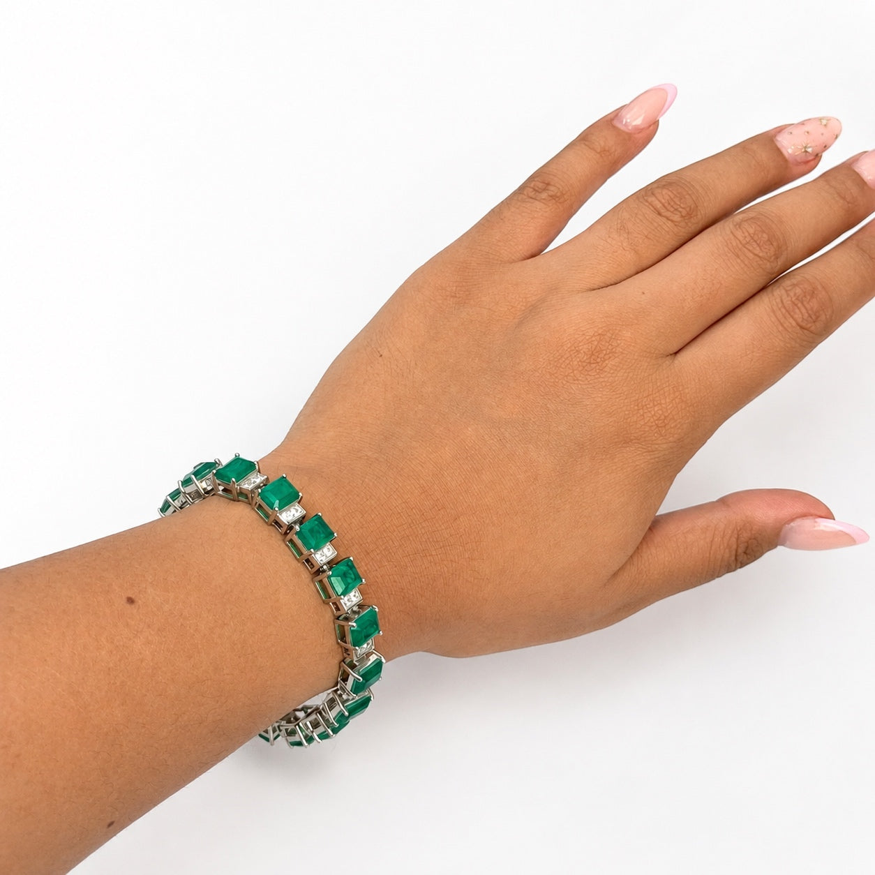 Pulsera Turmalina Clásica Rectángulos con Circonias, Plata .925 con Baño de Rodio