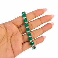 Pulsera Turmalina Clásica Rectángulos con Circonias, Plata .925 con Baño de Rodio
