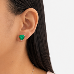 Aretes Turmalina Corazón, Plata .925 con Rodio