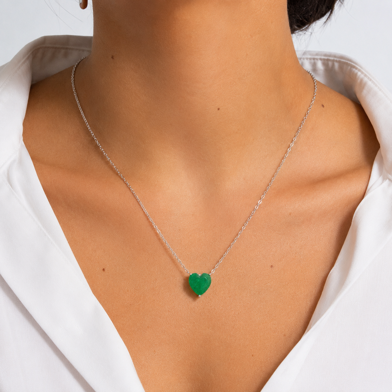 Collar Turmalina Corazón, Plata .925 con Rodio
