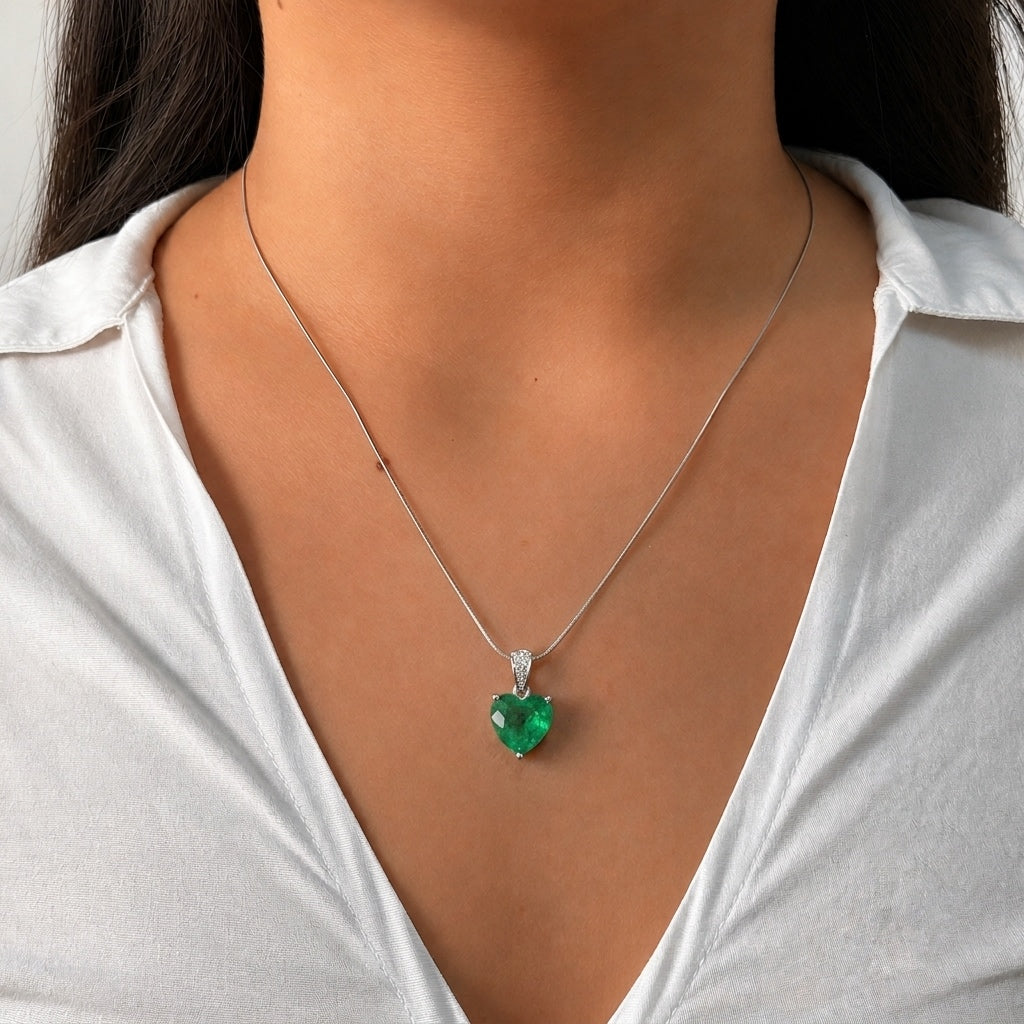 Dije Turmalina Maxi Corazón con Circonias, Plata .925 con Rodio