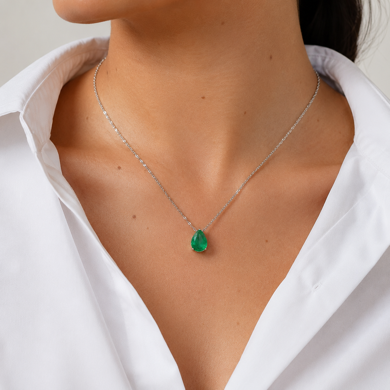 Collar Turmalina Gota, Plata .925 con Rodio