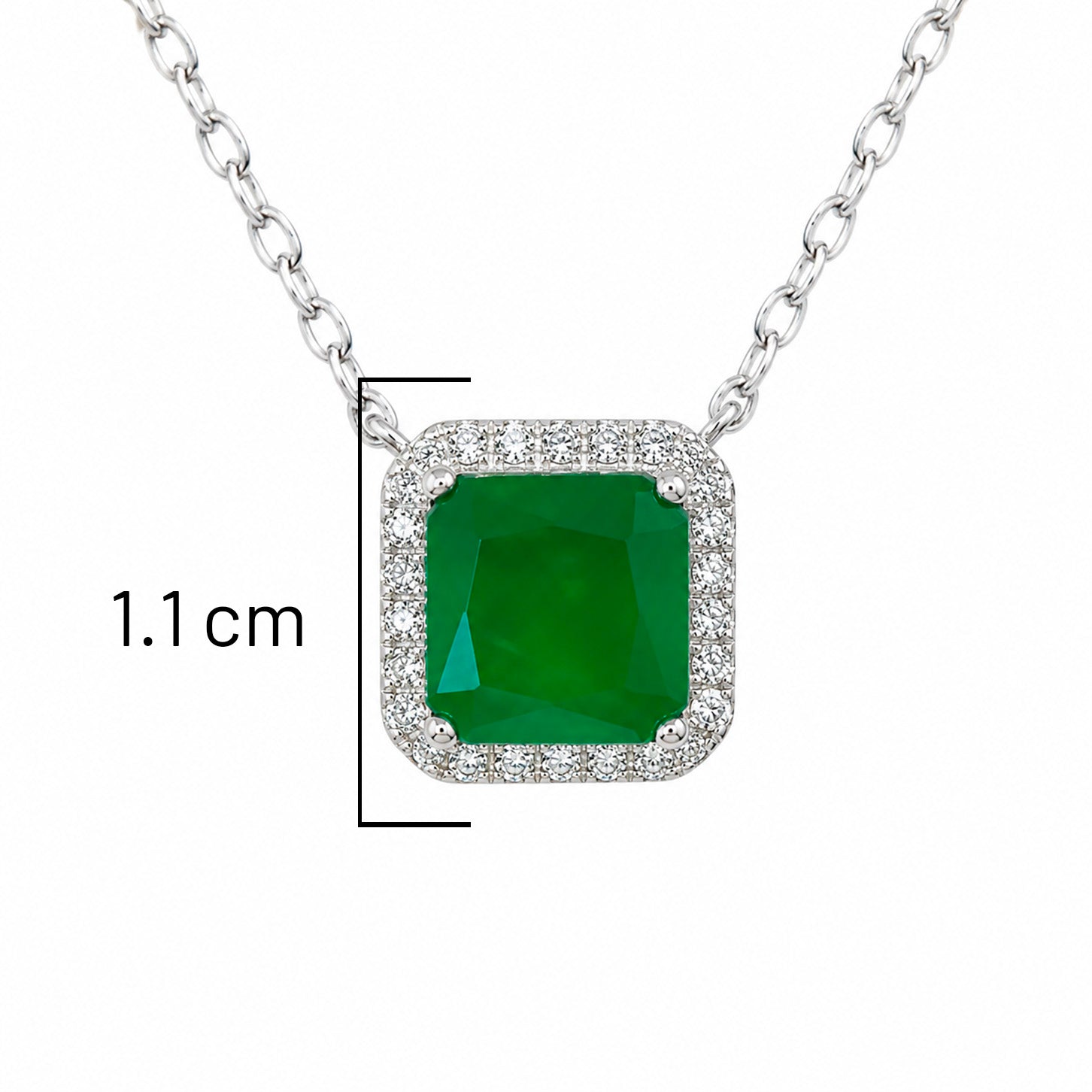 Collar Turmalina Cuadrado Plata .925 con Baño de Rodio