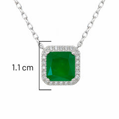 Collar Turmalina Cuadrado Plata .925 con Baño de Rodio