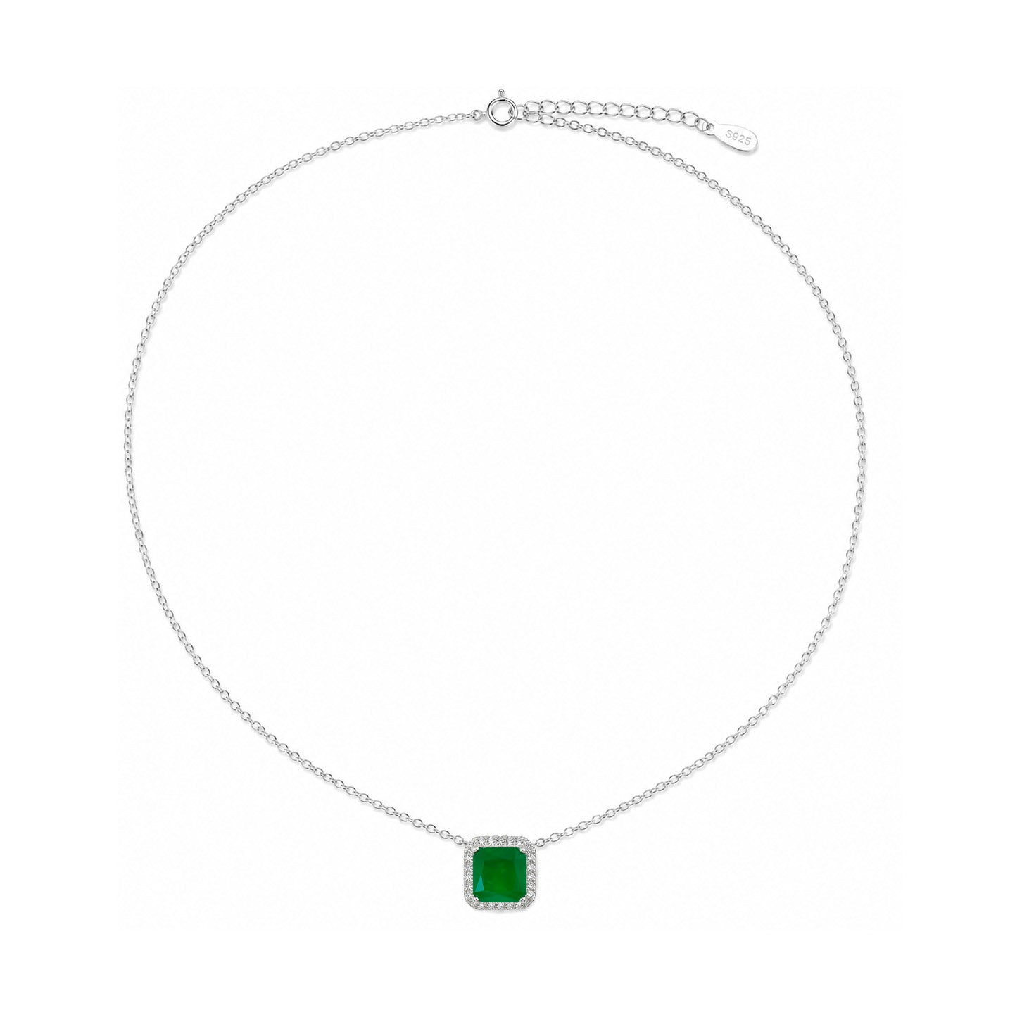 Collar Turmalina Cuadrado Plata .925 con Baño de Rodio