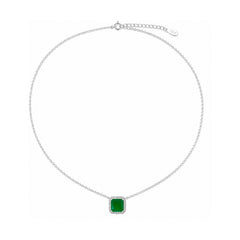 Collar Turmalina Cuadrado Plata .925 con Baño de Rodio