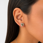 Aretes Piedras SemiPreciosas Corazones de Zultanita con Circonias ,Plata .925 con Baño de Rodio