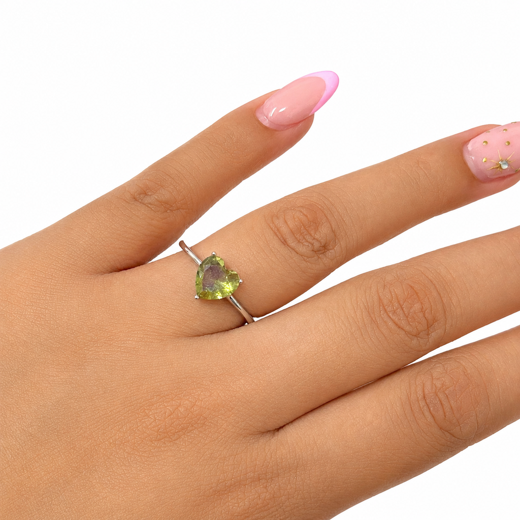 Anillo Piedras SemiPreciosas Corazón de Zultanita, Plata .925 con Baño de Rodio