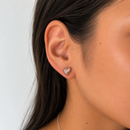 Aretes Piedras SemiPreciosas Corazones de Zulanita ,Plata .925 con Baño de Rodio