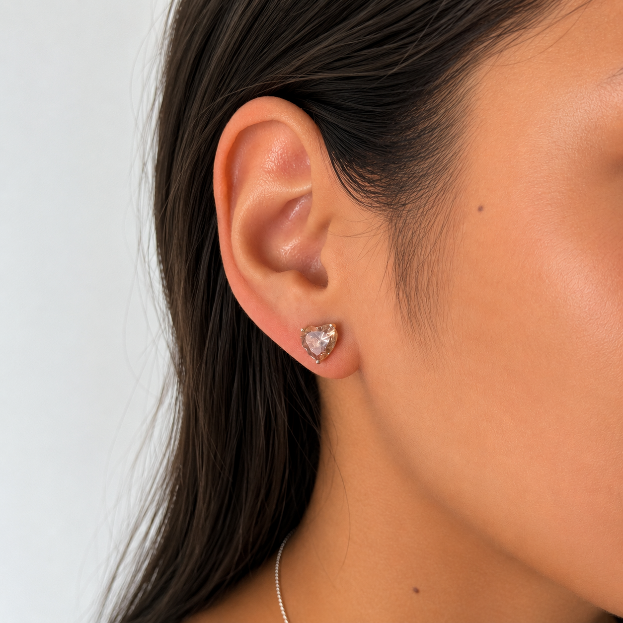 Aretes Piedras SemiPreciosas Corazones de Zulanita ,Plata .925 con Baño de Rodio