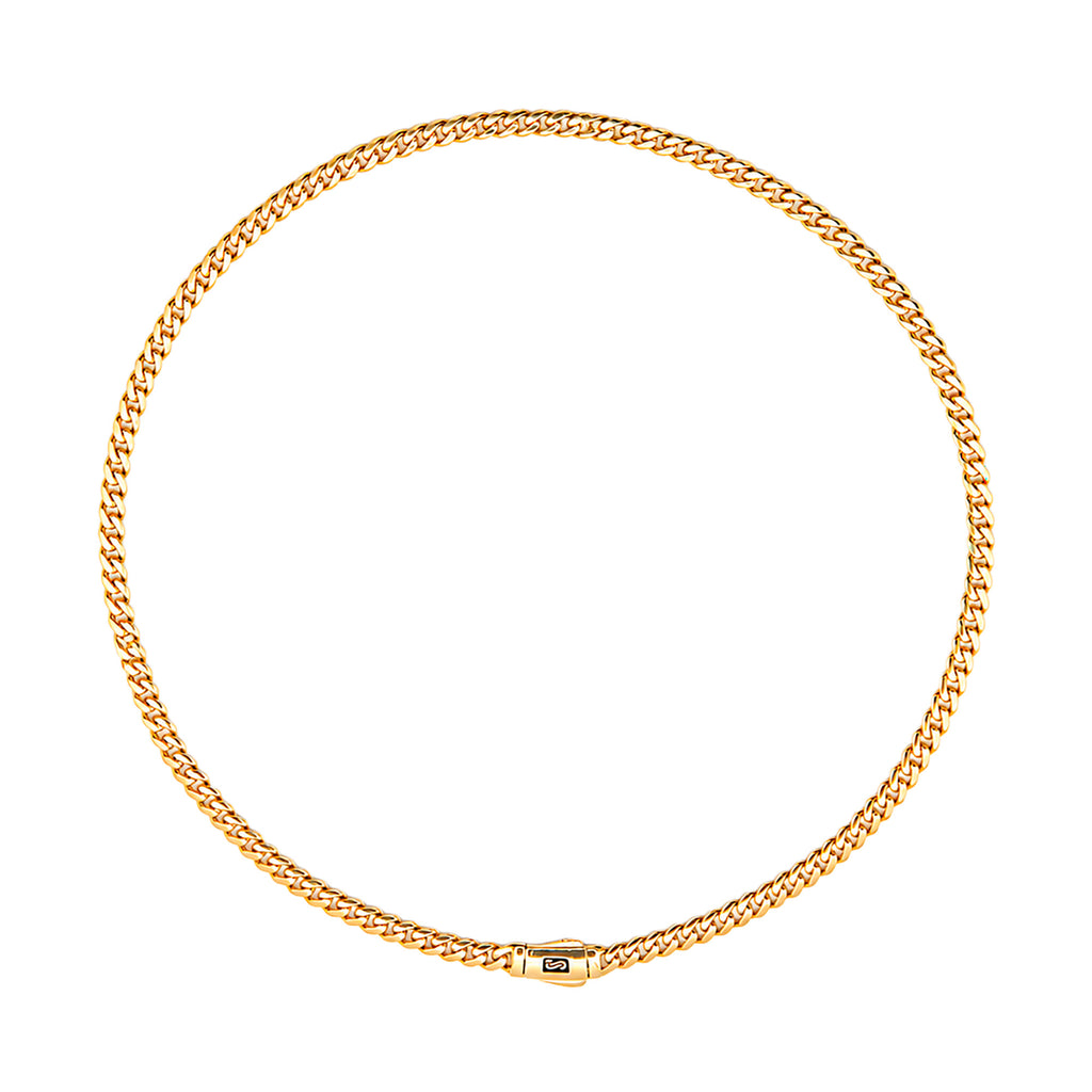 Collar Mónaco Chain Original Cubana Lisa 5mm 55 cm. Broche Liso Oro 14K