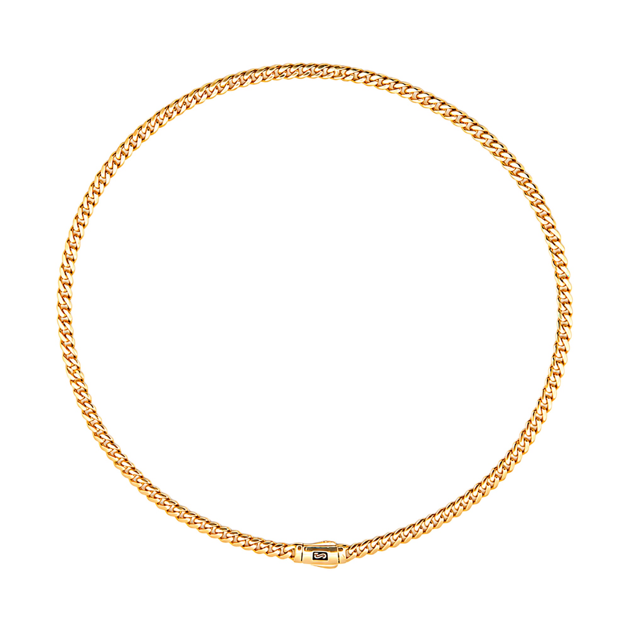Collar Mónaco Chain Original Cubana Lisa 5mm 55 cm. Broche Liso Oro 14K