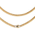 Collar Mónaco Chain Original Cubana Lisa 5mm 50 cm. Broche Circonias Oro 14K