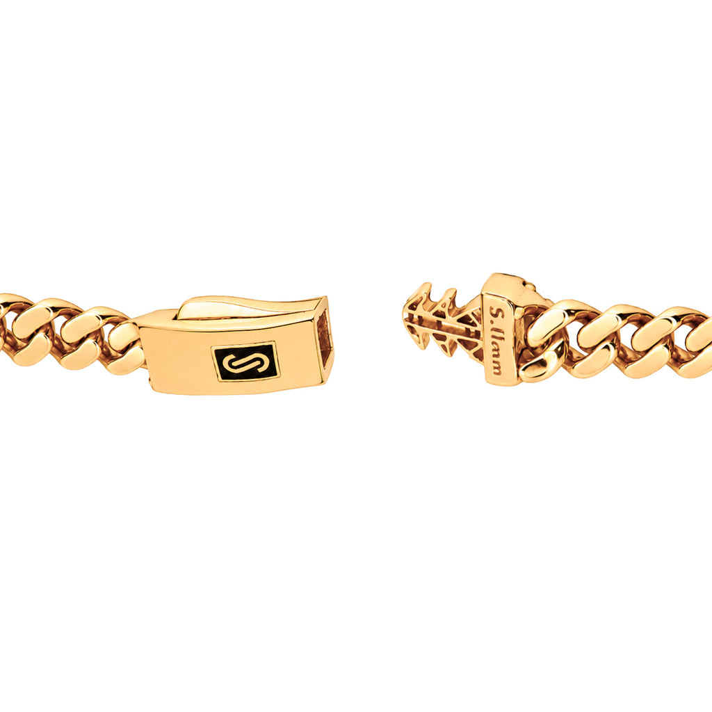 Collar Mónaco Chain Original Cubana Lisa 5mm 55 cm. Broche Liso Oro 14K