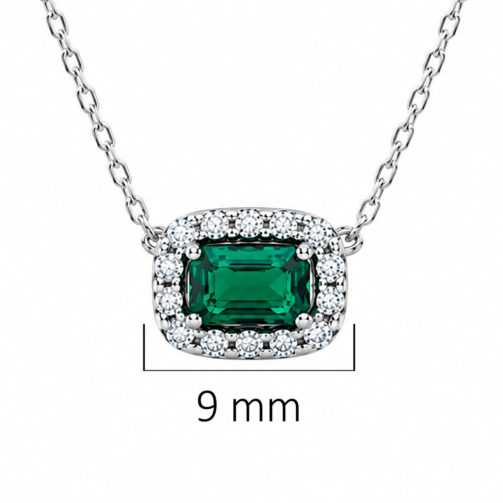 Collar Pan 1:1 Circonia Rectangular Verde con Micro Circonias Plata .925
