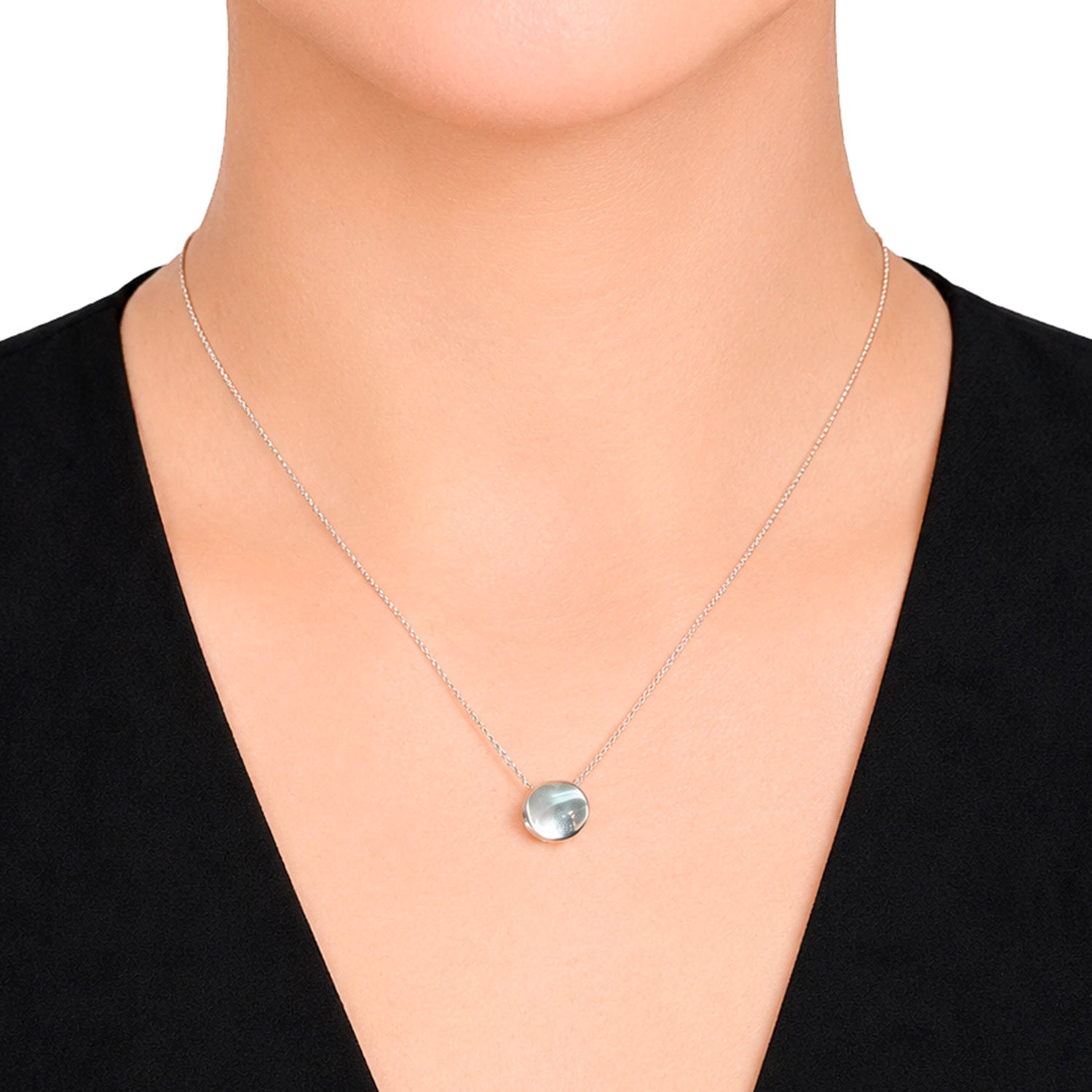 Collar Circulo Ondulado Liso con Cadena Eslabones Plata .925