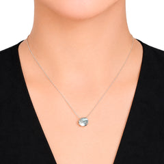 Collar Circulo Ondulado Liso con Cadena Eslabones Plata .925