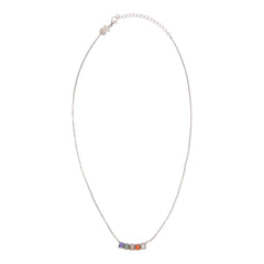 Collar 5 Osos 1:1 con Piedras Naturales, Ágata, Madre Perla, Amatista, Cuarzo Rosa Plata.925 con Rodio