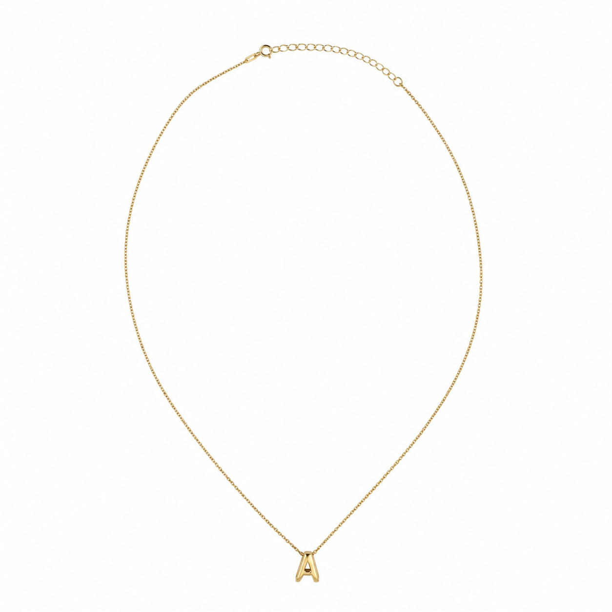 Collar Letra A Plata .925 con Baño de Oro 18K