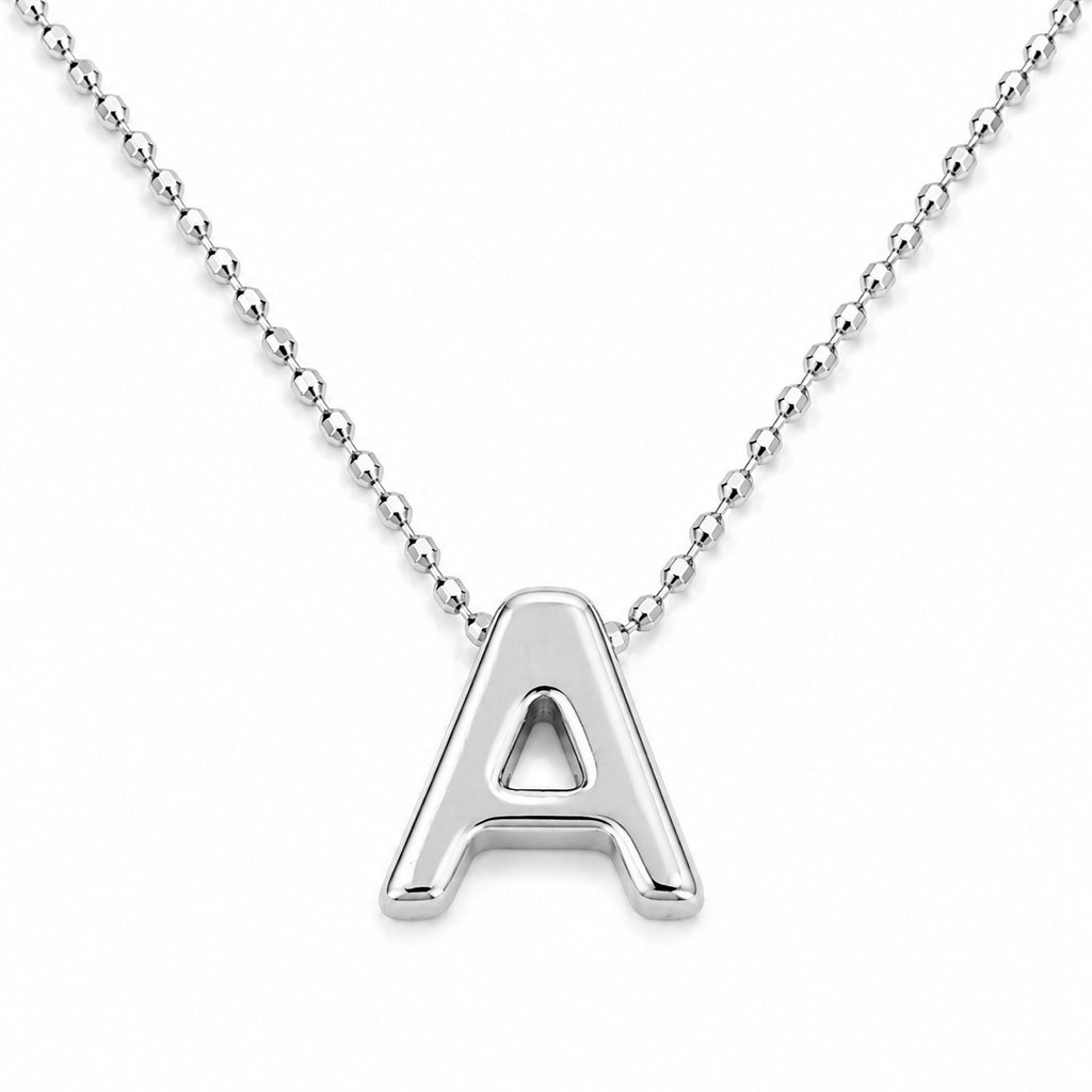 Collar Letra A Plata .925 con Baño de Rodio