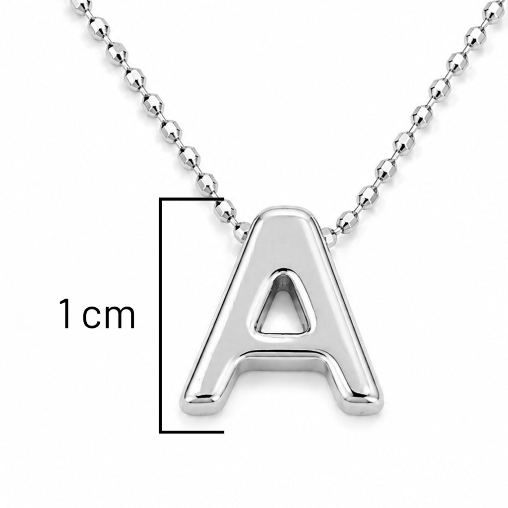 Collar Letra A Plata .925 con Baño de Rodio