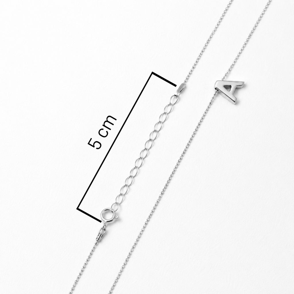 Collar Letra A Plata .925 con Baño de Rodio