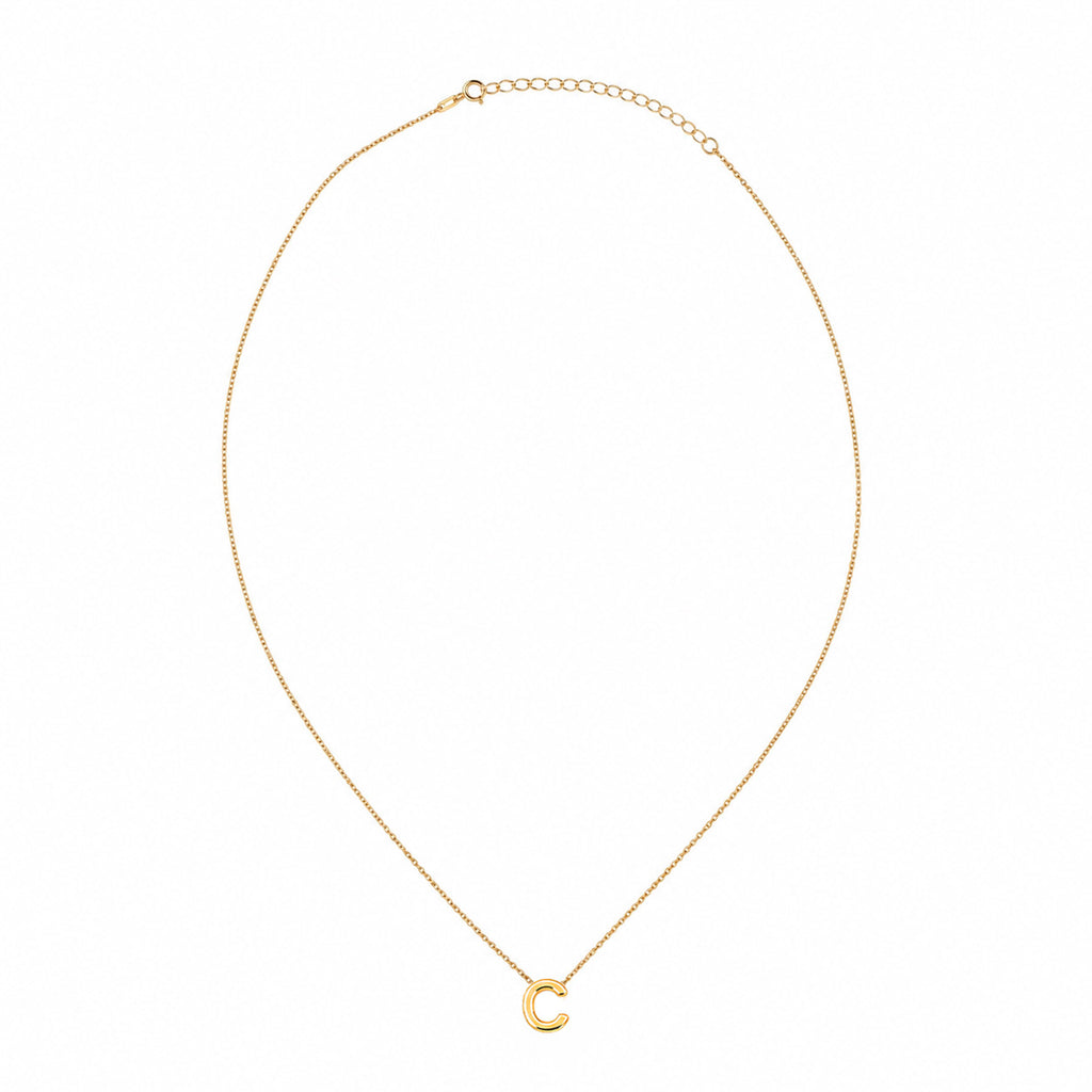 Collar Letra C Plata .925 con Baño de Oro 18K