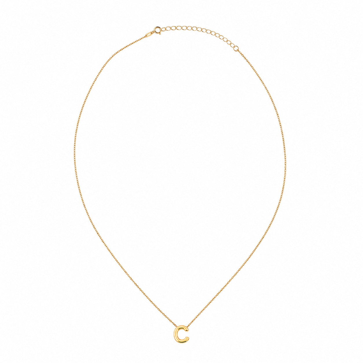 Collar Letra C Plata .925 con Baño de Oro 18K