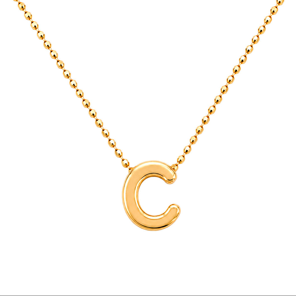 Collar Letra C Plata .925 con Baño de Oro 18K