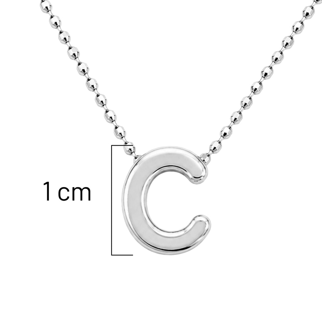 Collar Letra C Plata .925 con Baño de Rodio