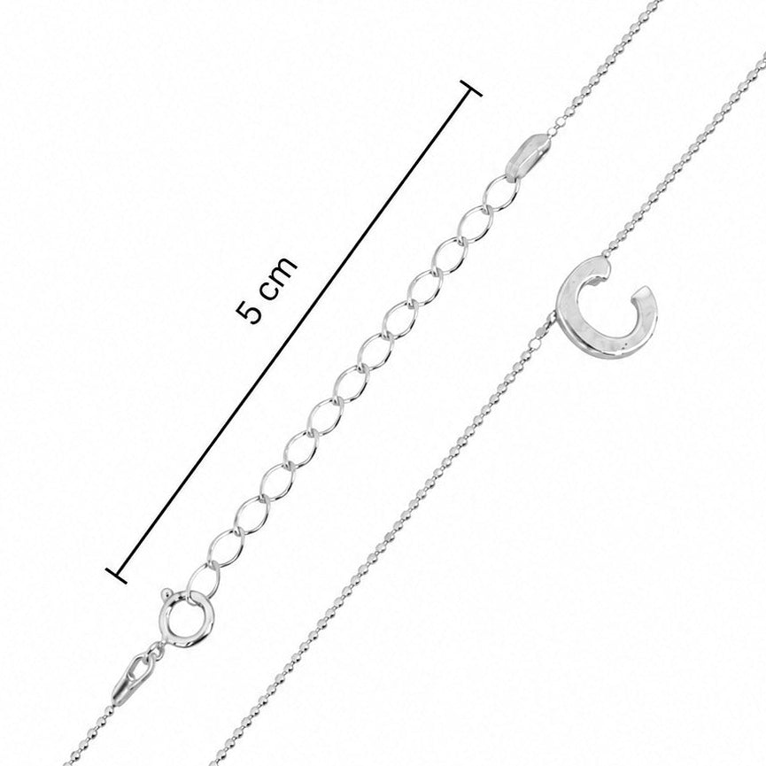Collar Letra C Plata .925 con Baño de Rodio