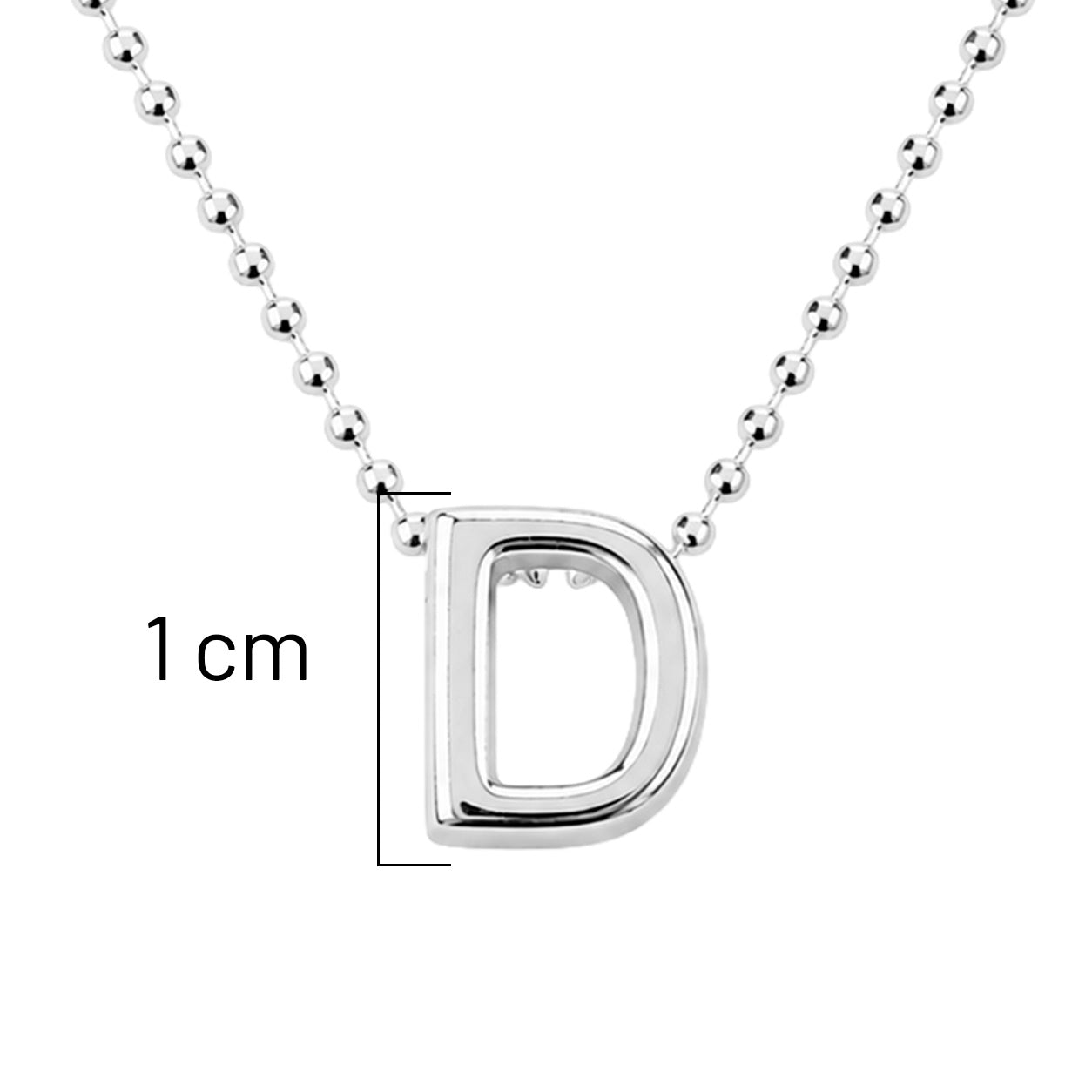 Collar Letra D Plata .925 con Baño de Rodio