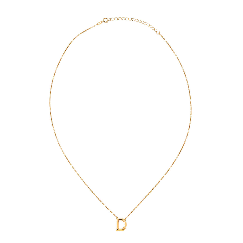 Collar Letra D Plata .925 con Baño de Oro 18K