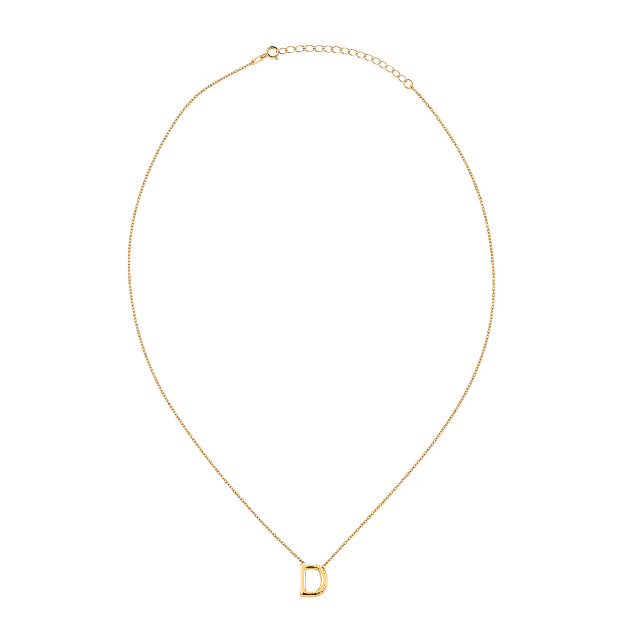 Collar Letra D Plata .925 con Baño de Oro 18K