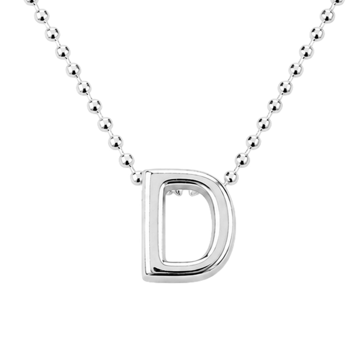 Collar Letra D Plata .925 con Baño de Rodio