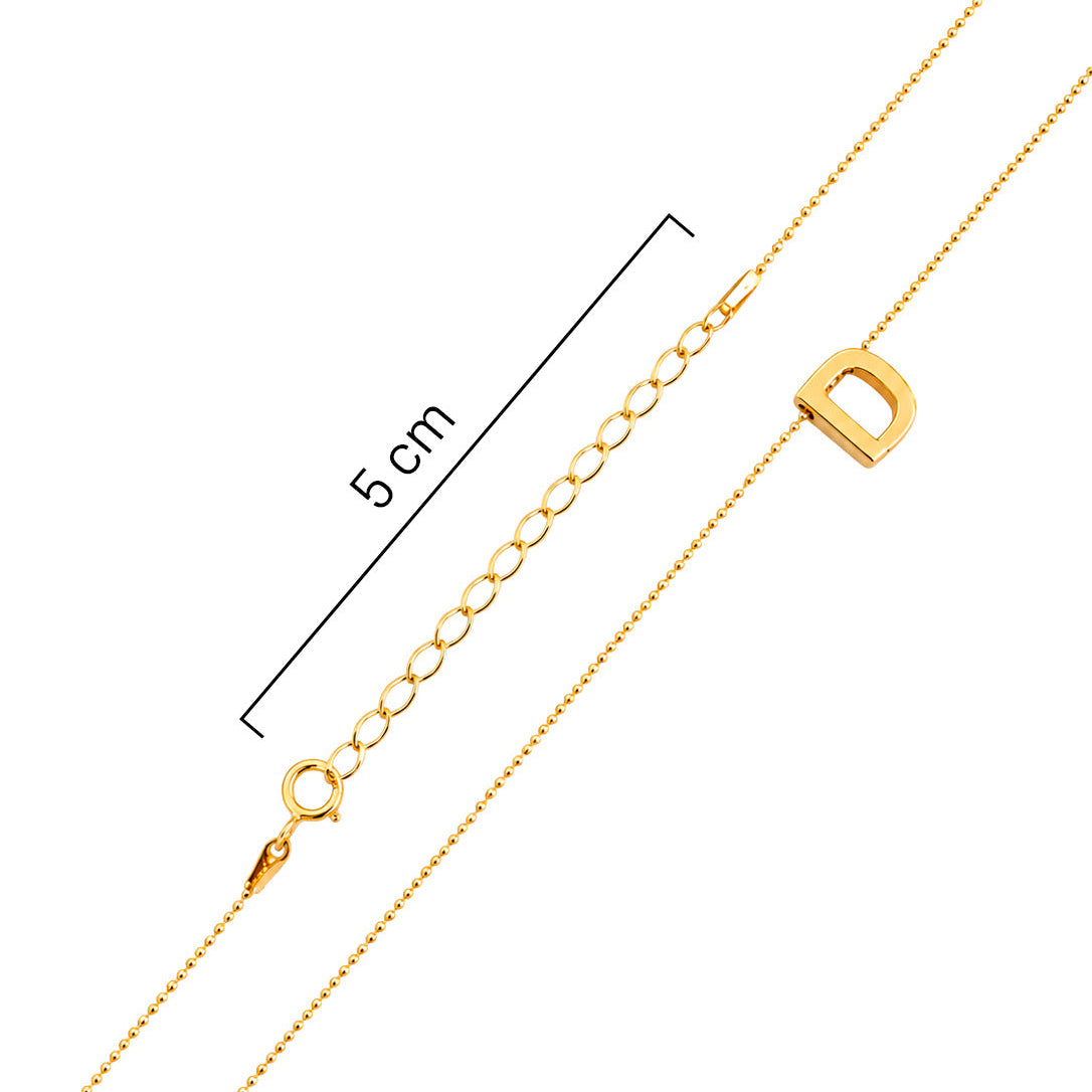 Collar Letra D Plata .925 con Baño de Oro 18K
