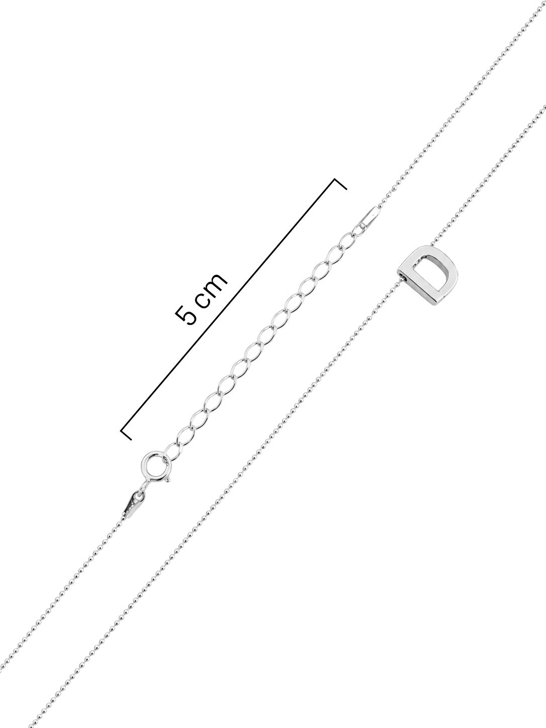 Collar Letra D Plata .925 con Baño de Rodio