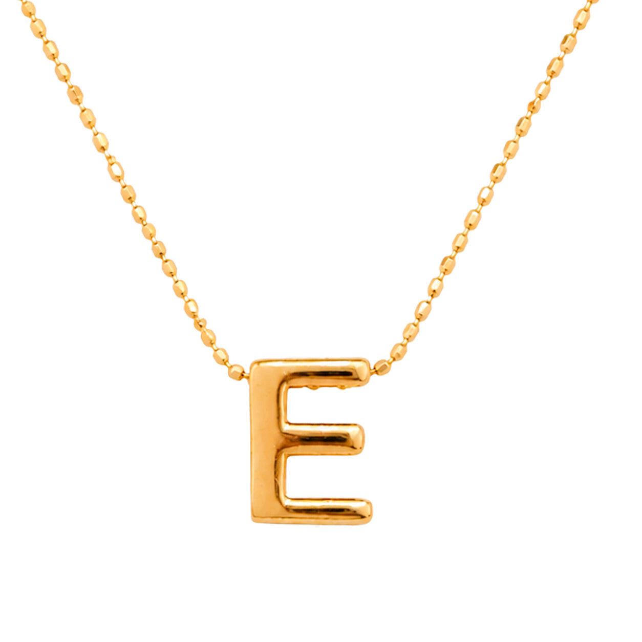 Collar Letra E Plata .925 con Baño de Oro 18K
