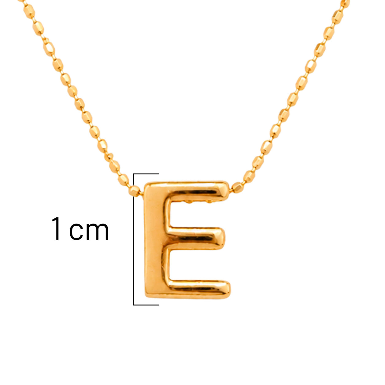 Collar Letra E Plata .925 con Baño de Oro 18K