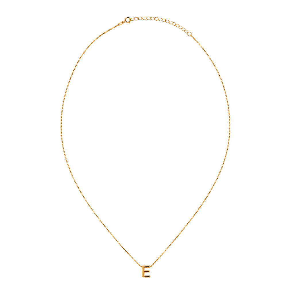 Collar Letra E Plata .925 con Baño de Oro 18K