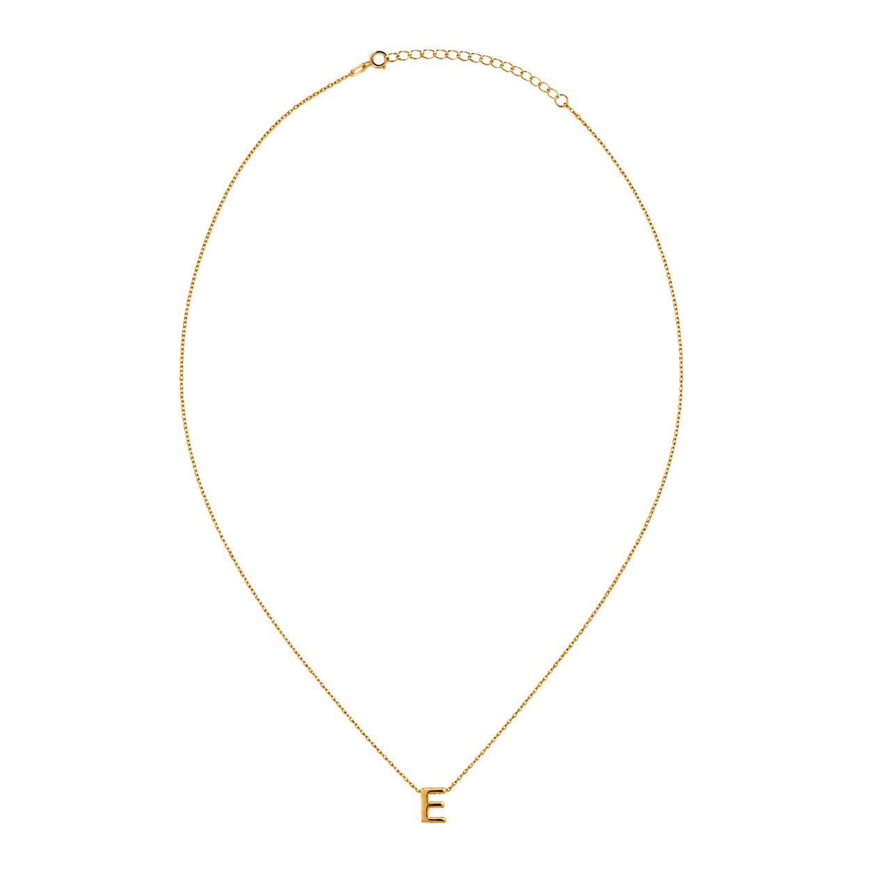 Collar Letra E Plata .925 con Baño de Oro 18K
