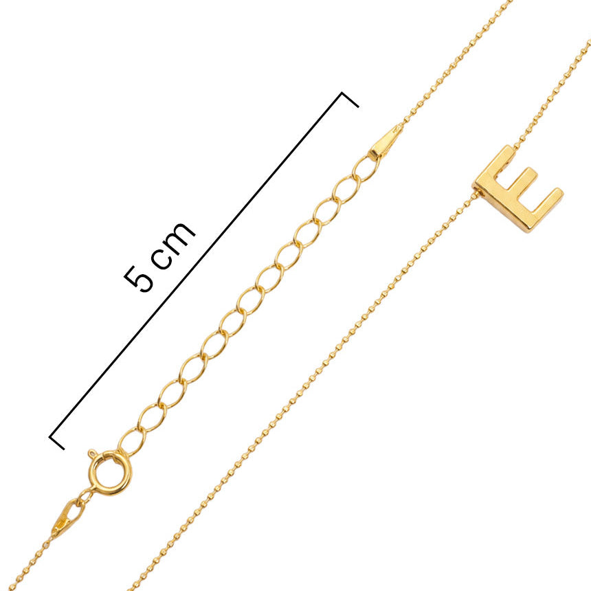 Collar Letra E Plata .925 con Baño de Oro 18K