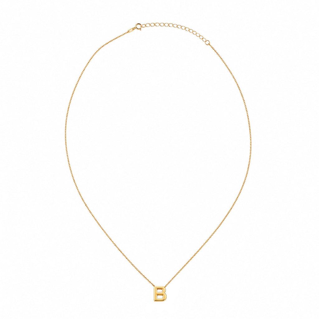 Collar Letra B Plata .925 con Baño de Oro 18K