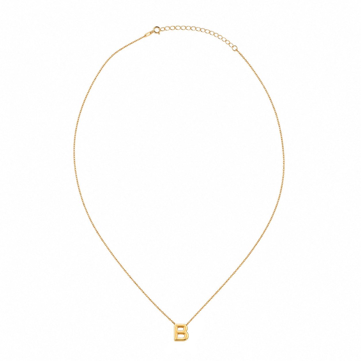 Collar Letra B Plata .925 con Baño de Oro 18K