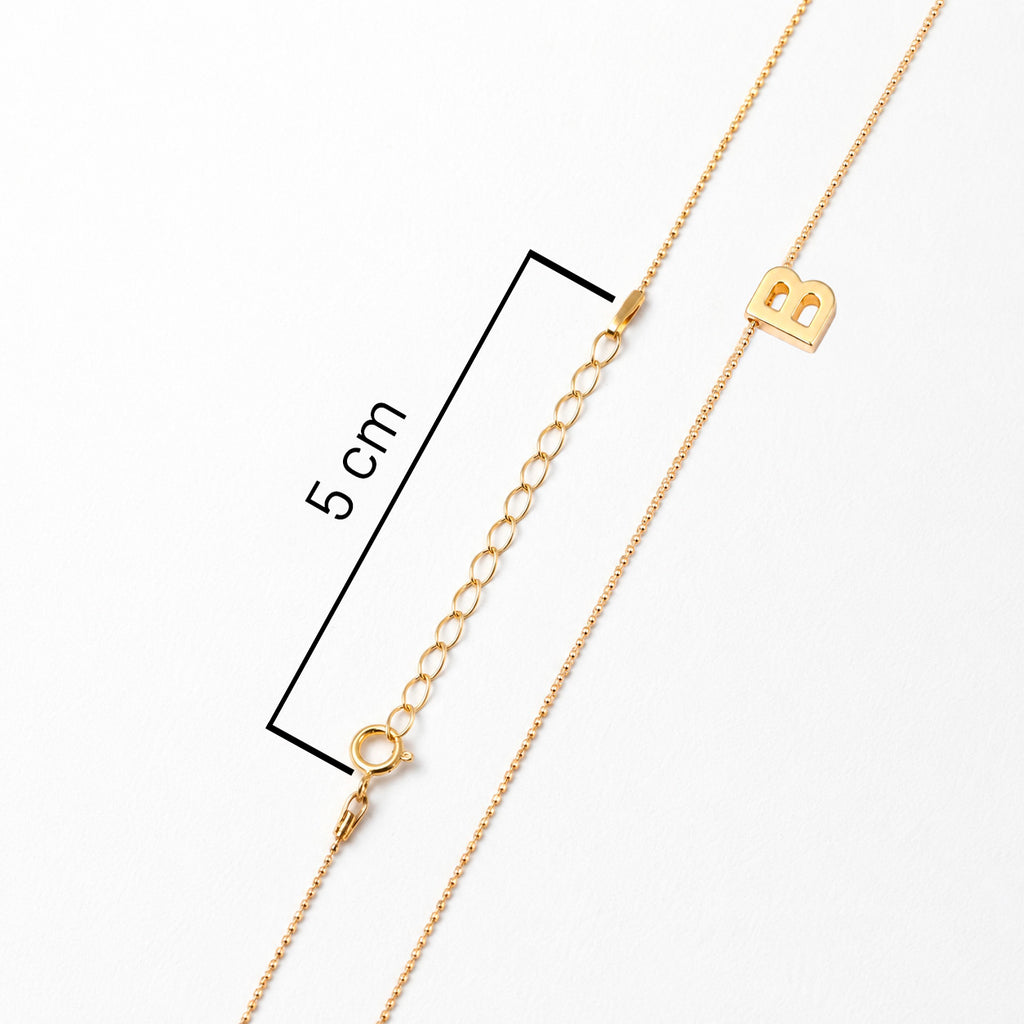 Collar Letra B Plata .925 con Baño de Oro 18K