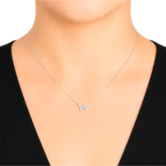 Collar Mariposa con Circonias y Cadena Eslabones Plata .925 con Baño de Rodio