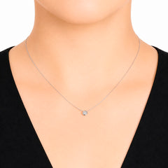 Collar Circonia de .5mm con Cadena Eslabones Plata .925 con Baño de Rodio