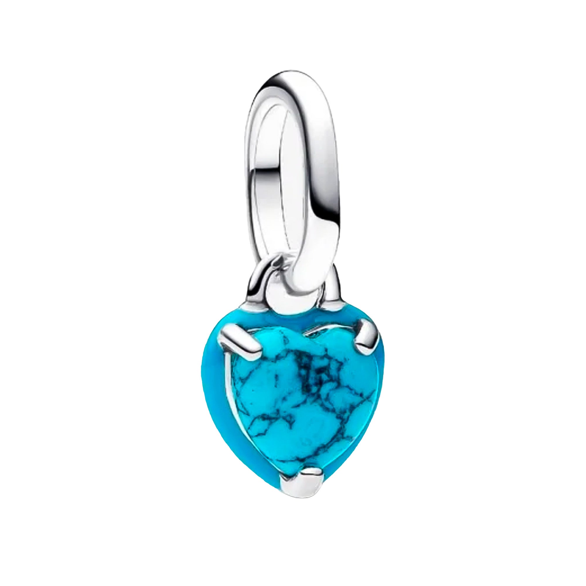 Charm Inspirado Pan 1:1 Corazón Chico con Turquesa Kidman, Plata .925